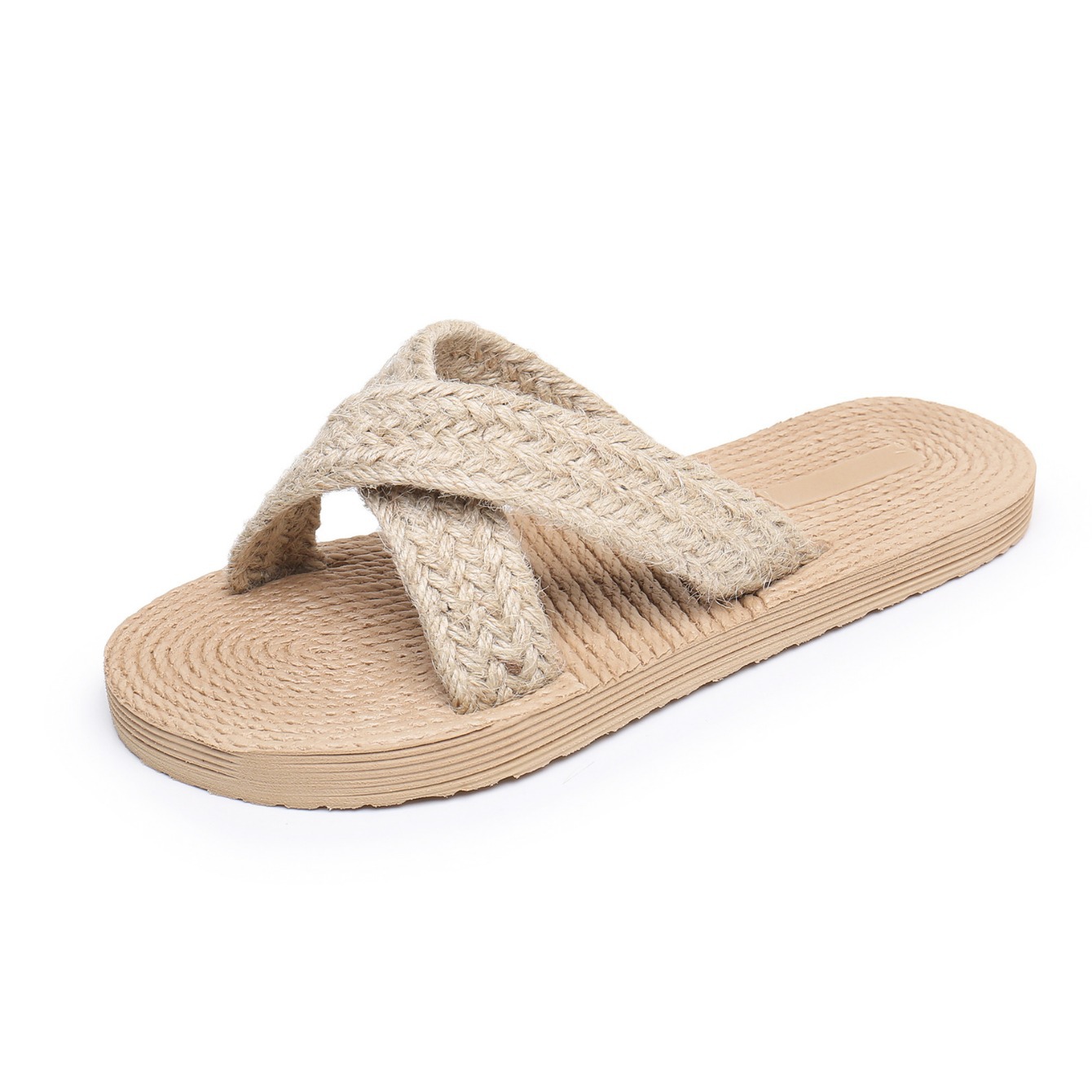 Zapatillas de mujer estilo chanel zapatillas de verano nuevas zapatillas de correa cruzada ropa exterior de mujer zapatos de playa de cuña plana zapatos de estilo del sudeste asiático