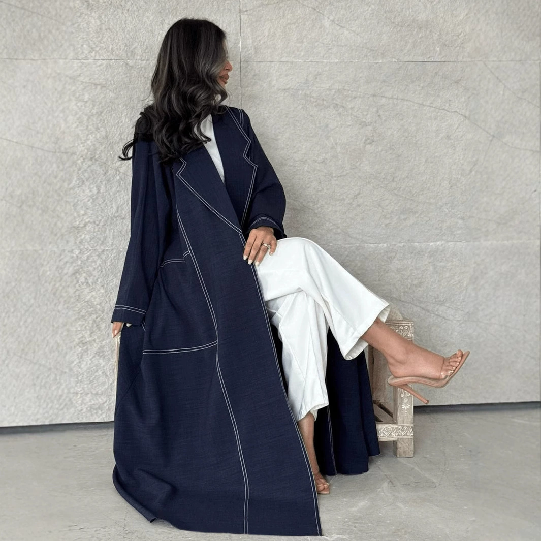 LN123 2024 Новое мусульманское модное платье Abaya Кардиган джинсовый халат Ближний Восток Дубай