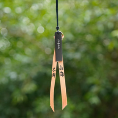 黑檀木鑲銀上上籤鑰匙扣紫光檀鑲嵌銀車掛飾平安網紅掛件文創禮品