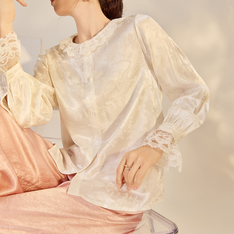 Early Autumn New Chinese Style Lace Collar Shirt 2026 New Model National Style High-end Printed Elegant Women's Top P8003 Early Autumn New Chinese Style Lace Collar Shirt 2026 New Model National Style High-end Printed Elegant Women's Top P8003