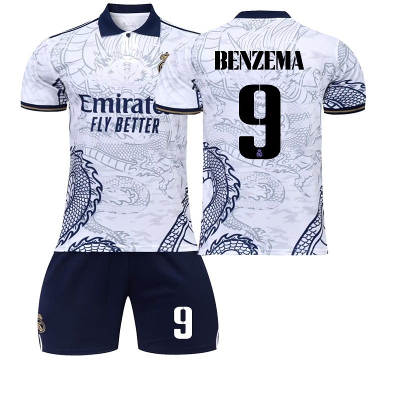 Bộ áo đấu họa tiết rồng Real Madrid phiên bản đặc biệt Phiên bản kỷ niệm số 9 Benzema 20 Áo bóng đá Vinicius