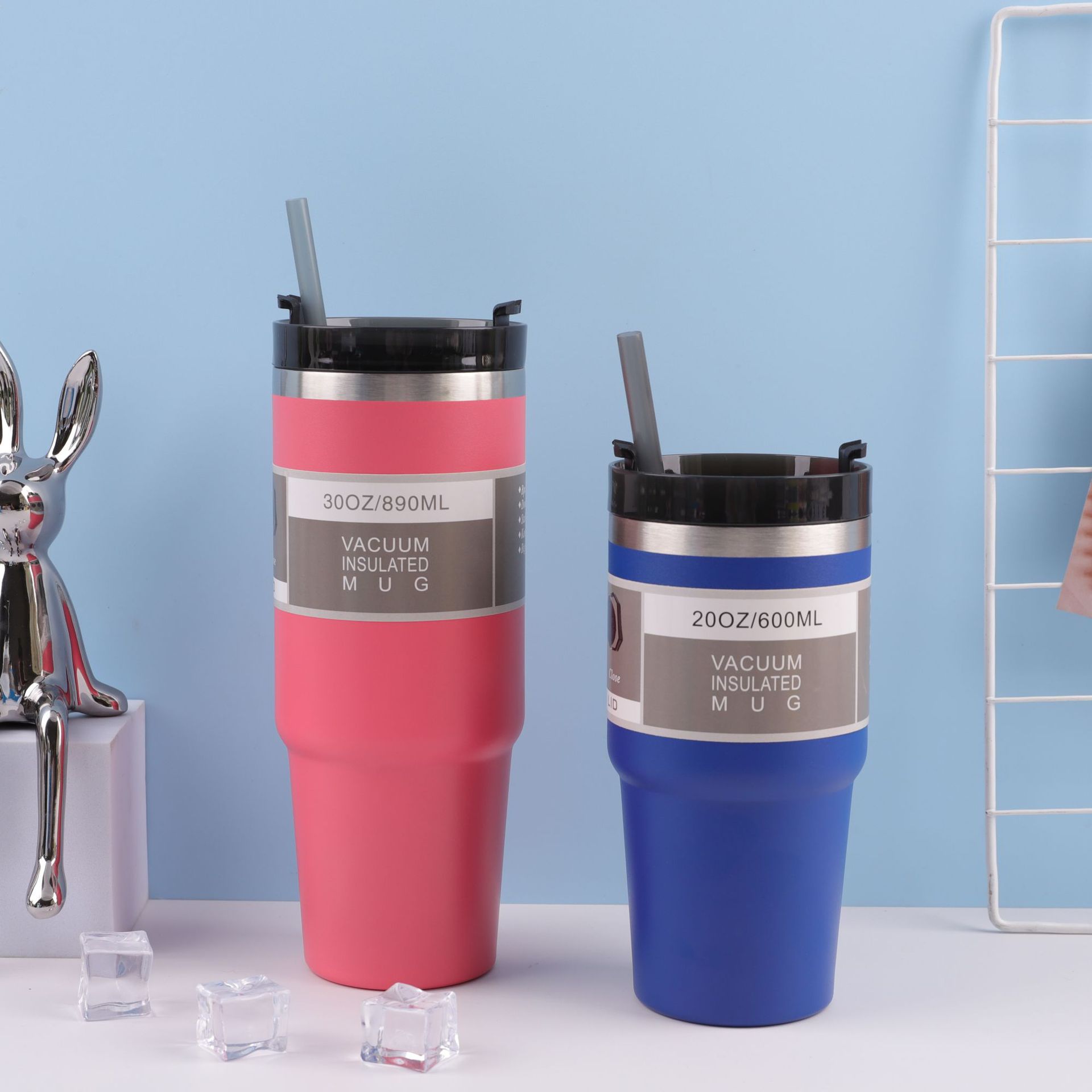 Transfronterizo nuevo 30 coche taza doble 304 taza de vacío de acero inoxidable frío-mantenimiento calentador de hielo taza portátil coche taza de café