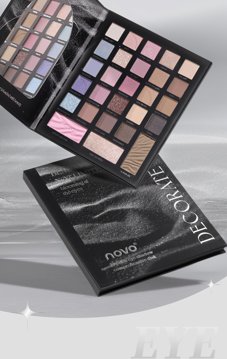 NOVO's new 27-color makeup palette features low saturation, pearlescent, matte, and high-gloss contour blush and eyeshadow, making it versatile for daily use Application Scenario