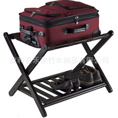 ホテルの黒い荷物棚家庭用楠竹折り畳み寝室収納棚輸出二重荷物棚