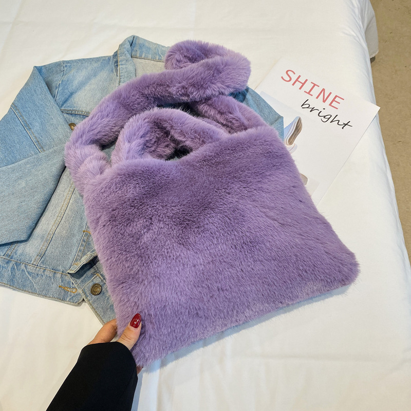 Japón y Corea del Sur otoño y invierno nuevo bolso de piel de mujer imitación de piel de conejo bolso de mano gran capacidad bolso de hombro bolso de peluche
