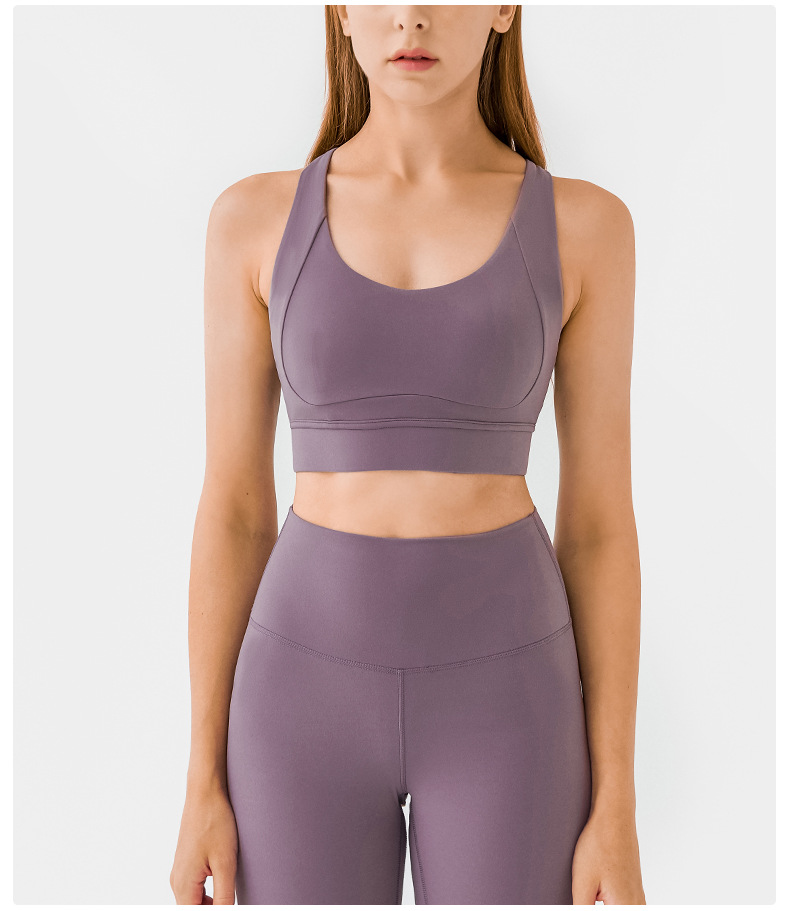 ropa interior de yoga de correas delgadas con hebilla de tres filas de color sólido NSDQF127368