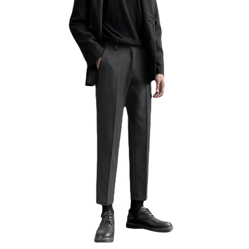Стильные брюки, мужской костюм на весну, корейский стиль, slim fit, свободный прямой крой
