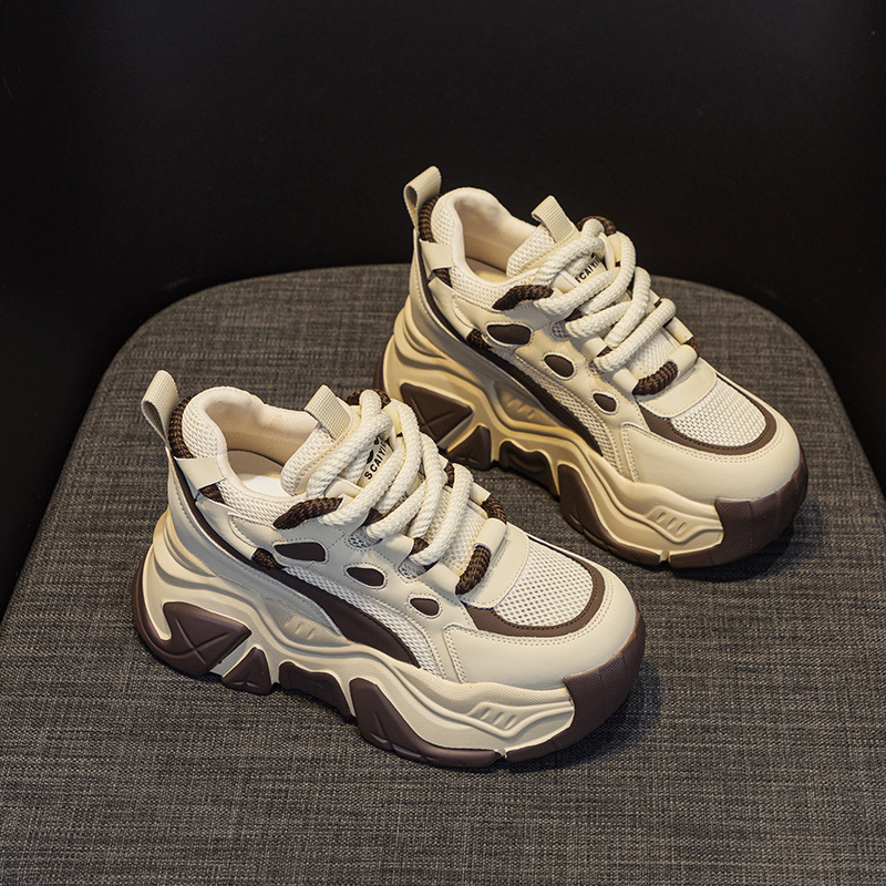 Giày sneaker nữ đế xuồng tăng chiều cao, dáng chunky đế dày thoáng khí, phối màu đa dạng — M2516-2 đen trong suốt lưới, M2516 kaki một lớp bên trong, M2516-1 trắng be lót nhung, M2516-1 màu đen lót nhung chi tiết 4