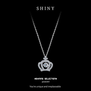Shiny Silver Jewelry S925 Sterling Silver Inlaid with Moissanite Crown Pendant Cross-Border E-Commerce Exclusive High-End Accessible Luxury Necklace