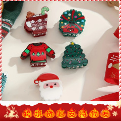 新しいクリスマスヘアアクセサリー、赤いサンタクロースヘアアクセサリー、かわいい後頭部クリップ、スノーフレークサメクリップ、サイドクリップ
