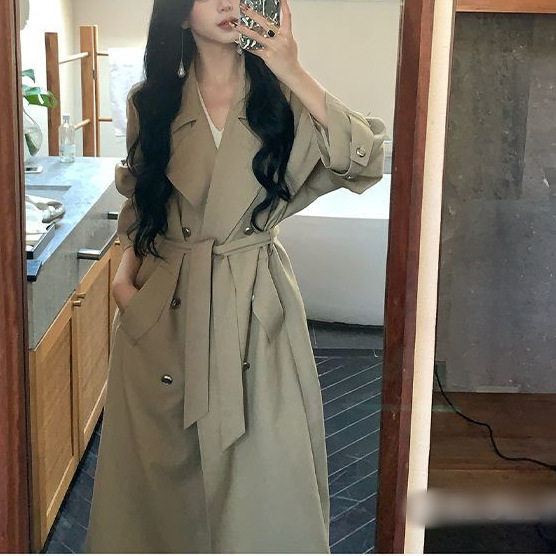 韩系百搭巨好看收腰短款风衣外套女2025新款早秋小个子中长款大衣|undefined