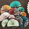 New national wind cake decorative kapok paper folding fan new Chinese ancient style cake decorative dessert plug -in fan