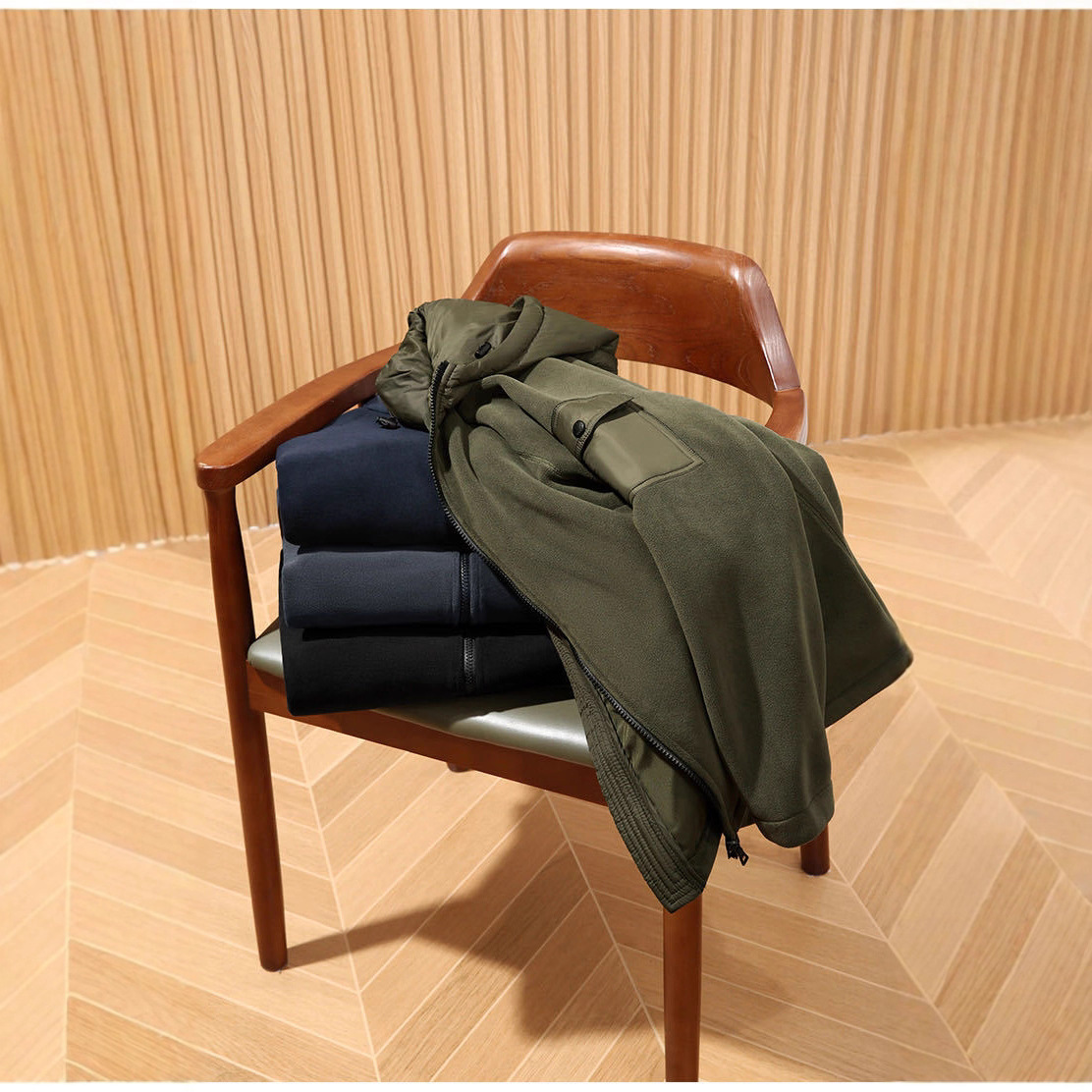 Cross-border Foreign Trade P-brand Thickened Fleece Patchwork Hooded For Men, 580g Thickened, Warm And Stylish Men's_voghion.com