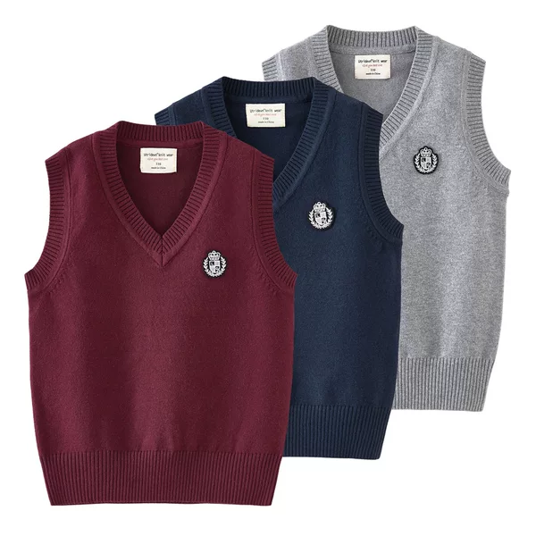 2026 Spring and Autumn New Knitted Boys' Wool Vest, Medium and Large Children's Knitted Vest Sweater, Girls' One-Piece Wholesale