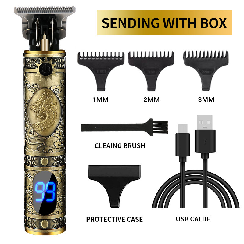 T9 Buda cabeza eléctrica Clipper empuje blanco gradiente aceite cabeza empuje tijeras cabeza profesional peluquería tallado Clipper grabado pelo Clipper
