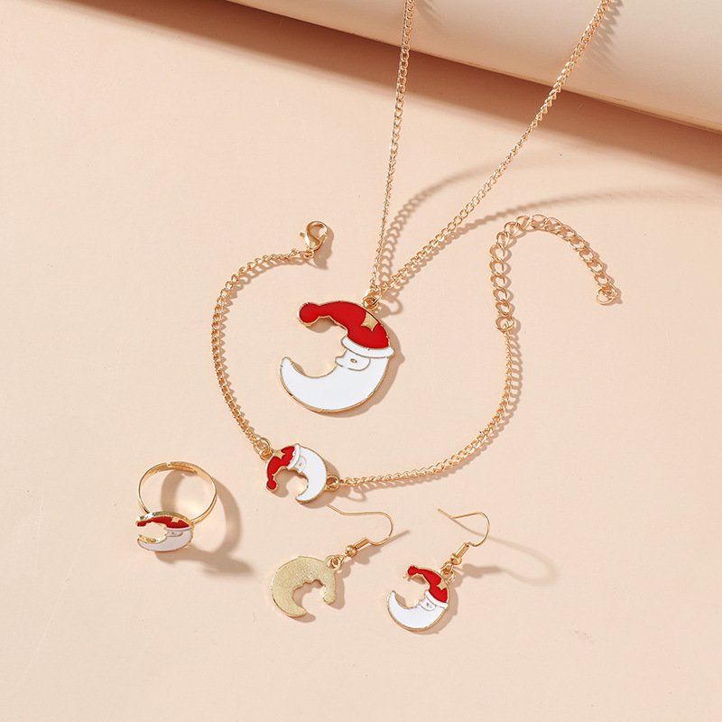 Cute Cartoon Dripping Santa Claus Jewelry Four-piece Wholesale Nihaojewelry display picture 6