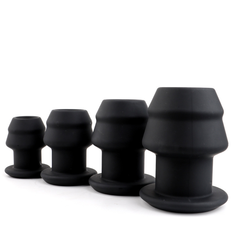 Hollow Silicone Anal Plug, Extra Large Black Training and Expansion Toy — detail image 3
