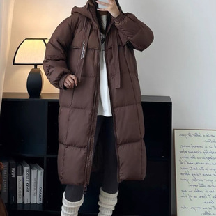 Phch1600 Bread Style Mid-Length Hooded Clothing Windproof Cuffs Mid-Length Hooded Thickeneded Black