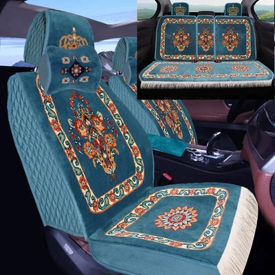 Cushion Blended Imitation Wool Handmade: Wool pad - a-set-of-five-seats-for-the-whole-car-lake-blue