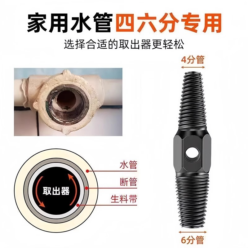 蛇口断線抽出器、4点ネジ折れ水道管、両頭逆糸取り、6点糸取り|undefined