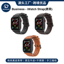 苹果表带适用iWatchS10手表AppleWatch8商务真皮表带iwatch7跨境