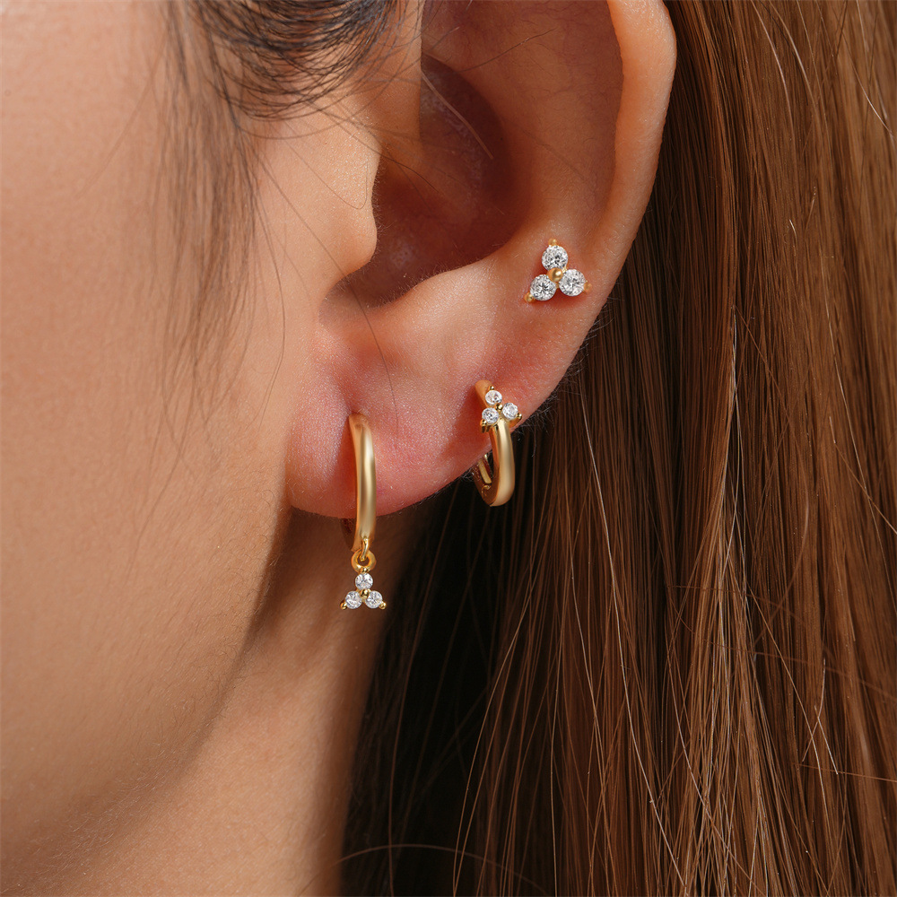 3g Weight Hoop Earrings, Ear Studs Classification 1 Set Quantity Daily Occasion 925 Sterling Silver Material Star, Butterfly Pattern Women's Gender Plating Design Simple Style Style 1 Set 925 Sterling Silver Star Butterfly Hoop Earrings Ear Studs 8