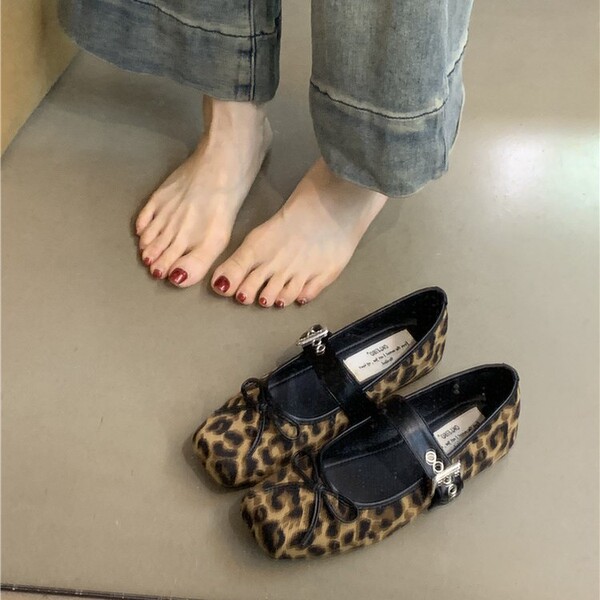 Ballet shoes square toe flat with bow