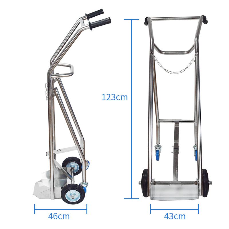 小型トロリー酸素ボンベポータブルステンレス鋼トロリー 10L40L アルミ合金トレーラー輸送大型トロリー