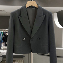 灰色韩版高级感西装外套女2025新款春秋季百搭显瘦独特漂亮小西服