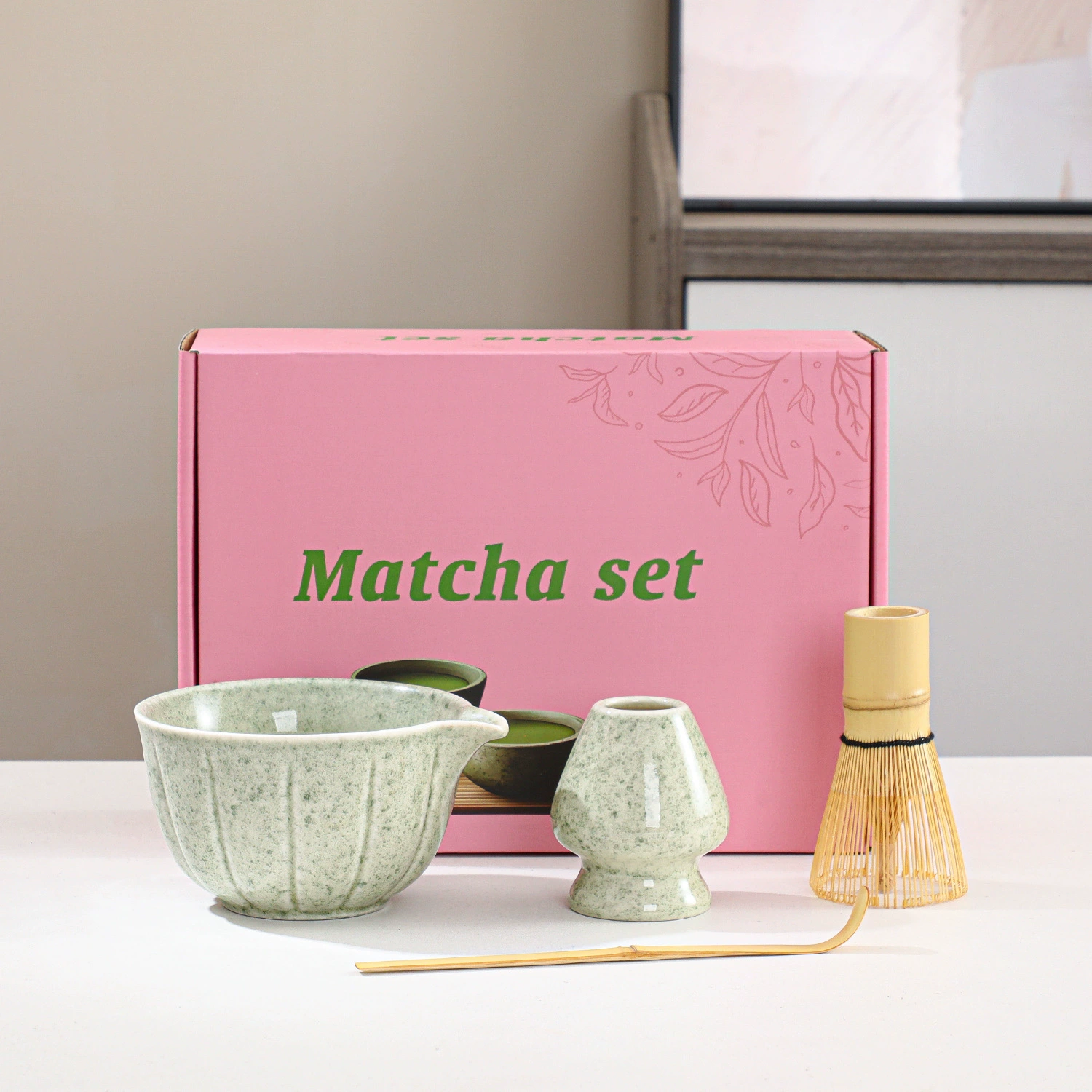 Matcha, set, tea cup, cigarette holder, (Cross-border trading)