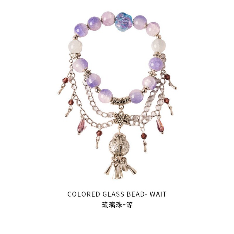 Hanluo~アクアマリンビーズプルブレスレット、ファッショナブルなニッチで絶妙な気質のブレスレット、軽い高級感、ハイエンドで多用途なハンドアクセサリー|undefined