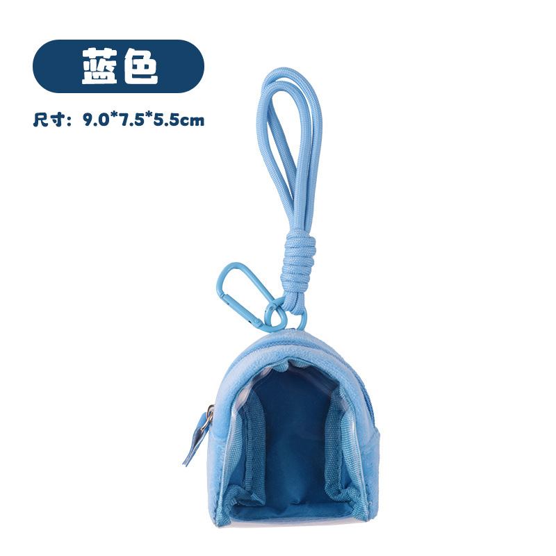 原创毛绒吧唧透明收纳包迷你可爱零钱包帆布耳机包谷子收纳挂包|undefined