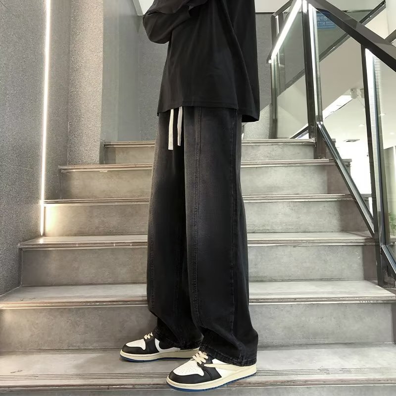 Jeans Men's Spring and Autumn Straight Loose Trendy Brand Wide Leg High Street All-match Casual Long Pants Men's Cross-border