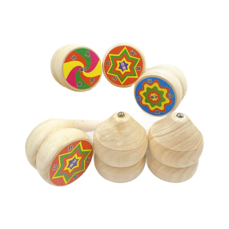 Juguetes de madera giroscópicos de madera grande con varillas de 8 cm nostálgicos juguetes tradicionales para niños acondicionamiento físico al por mayor Mutuo