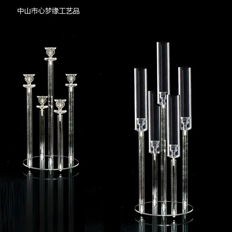 Трансграничный свадебный реквизит, акриловый 5 подсвечников, вечеринка по случаю Дня Рождения, западный ресторан, домашний обеденный стол, электронные украшения для свечей