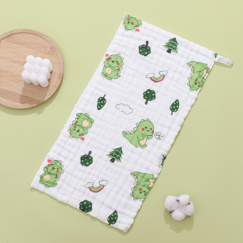 Six-layer Square High-density Cotton Baby Face Cartoon Gauze Drool Towel Printed Small Handkerchief_voghion.com