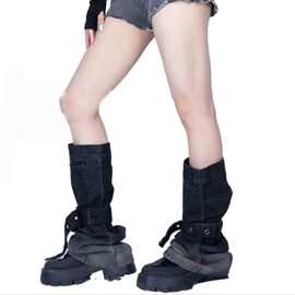 jk辣妹可调节方扣牛仔腿套春夏季性感中筒堆堆袜套女秋冬款日系潮