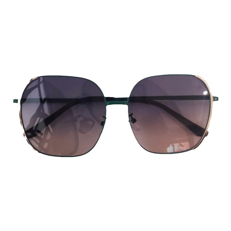 De gama alta retro verde gafas de sol polarizadas Internet celebridad moda Metal Gran marco gafas de sol de moda de los hombres y las mujeres de estilo coreano protección UV
