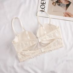 French sexy lace underwear women's bandeau style small breast push up side breast bra thin soft steel ring beautiful back bra