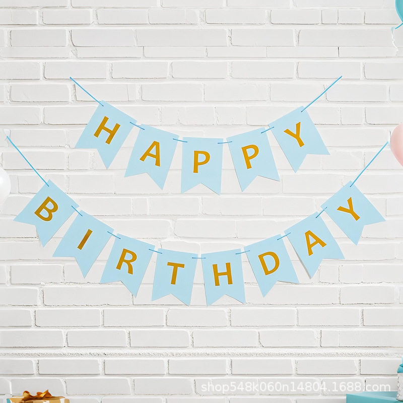 Bronceado en inglés feliz cumpleaños cola de golondrina tira de la bandera Fiesta de la fiesta Alfabeto de la bandera de la bandera de la flor tira de la decoración de la fiesta