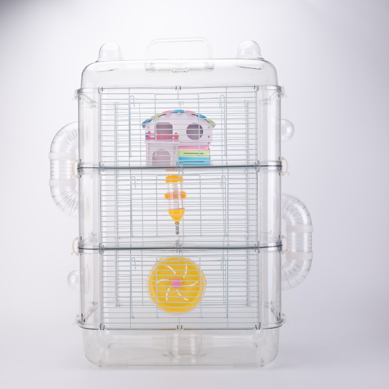 Jaula Multicapa para Hámster de Plástico PET, Diseño Transparente