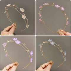韓国風二層ラインストーンヘッドバンド甘い花薄いエッジヘッドバンド新しい合金ファッションヘアピン帽子