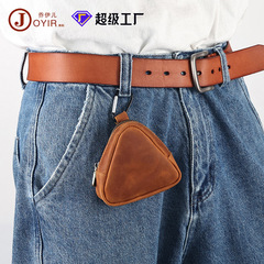 New stylish Japanese-style key case, compact waist-mounted earphone organizer, unisex mini wallet, premium genuine leather coin purse