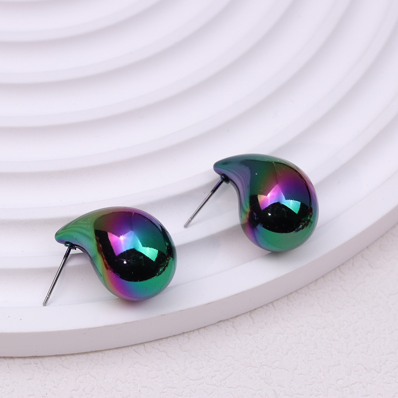 1 Pair Simple Style Classic Style Water Droplets Patchwork Arylic Ear Studs display picture 11