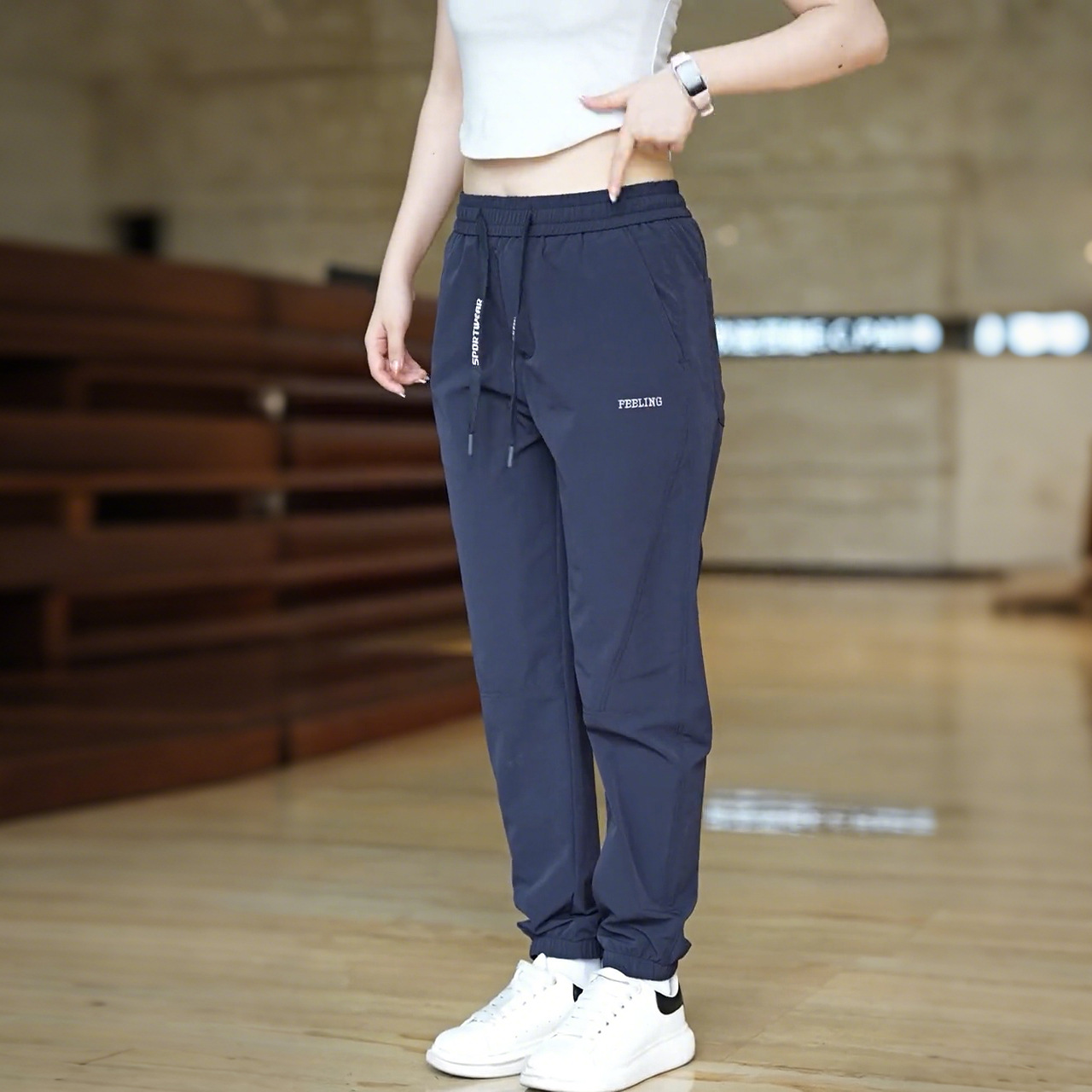 Summer Thin Casual Pants for Men 2025 New Elastic Waist Loose Leg-Tie Sports Pants for Middle-Aged Dads