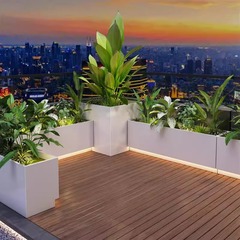 屋外太陽エネルギーステンレス花箱組み合わせ庭園露店商店街造景長方形花壇鉄芸花溝