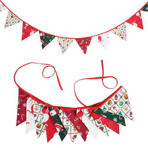 Christmas fabric pennant Santa Claus elk gingerbread Christmas tree decoration hanging flag party camping string flag