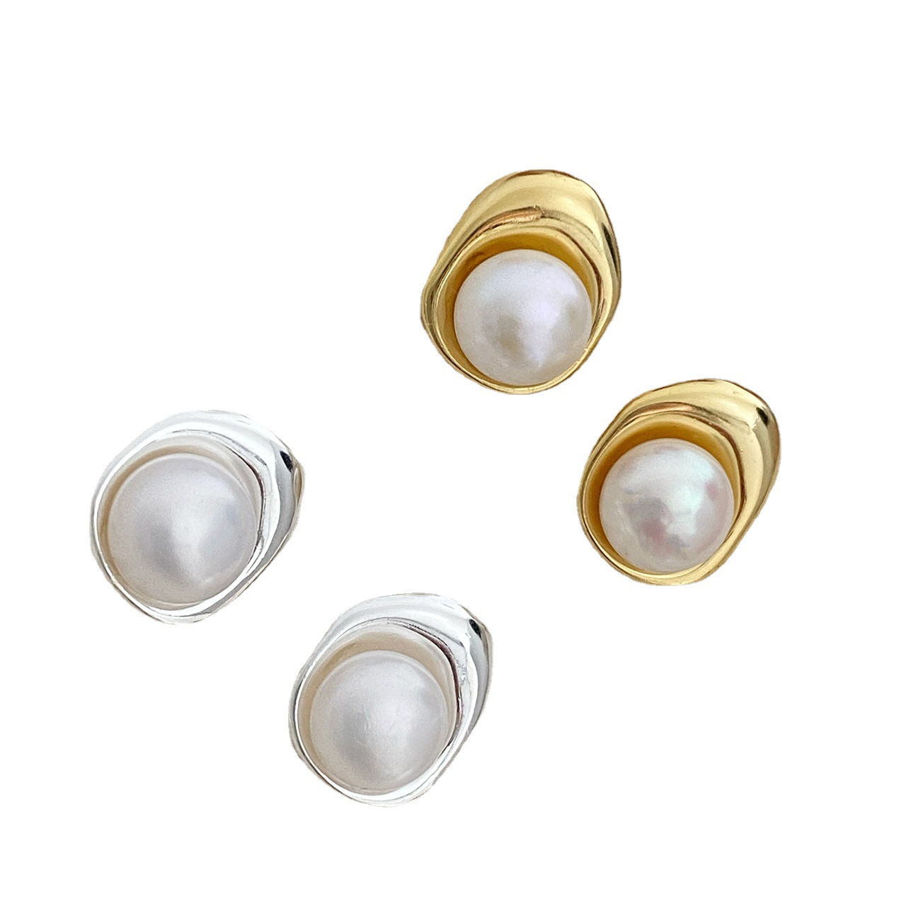 Boucles d'oreilles géométriques en perles exquises de luxe en argent pur pour filles, nouveau design tendance et de niche 2022_voghion.com