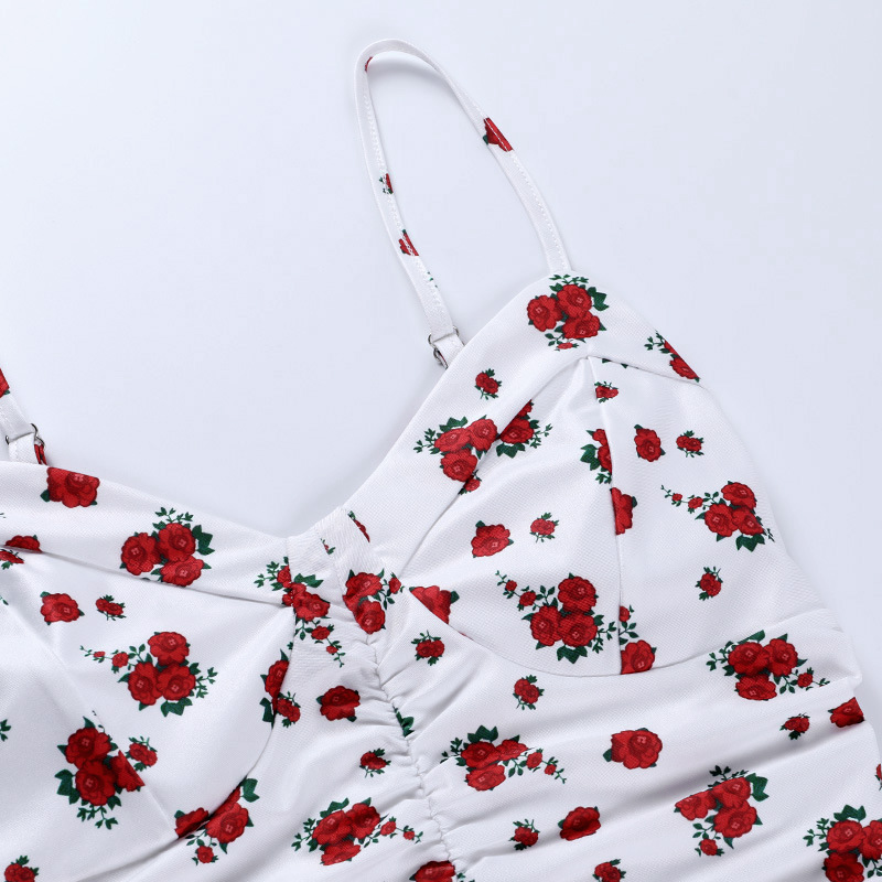 sexy print bag hip drawstring halter back dress NSXE39191