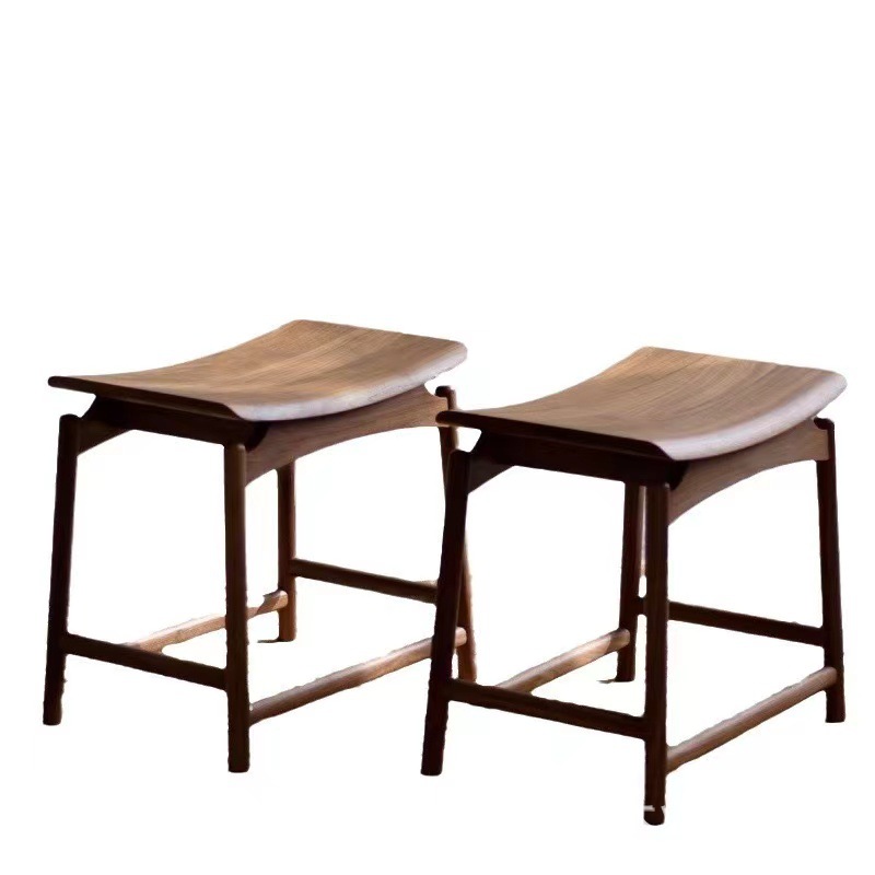 Chinese-style Solid Wood Square Stool Living Room Shoe Changing Stool Elm Wood Yuanbao Log Saddle Bench Bedroom Stool Home Low Stool